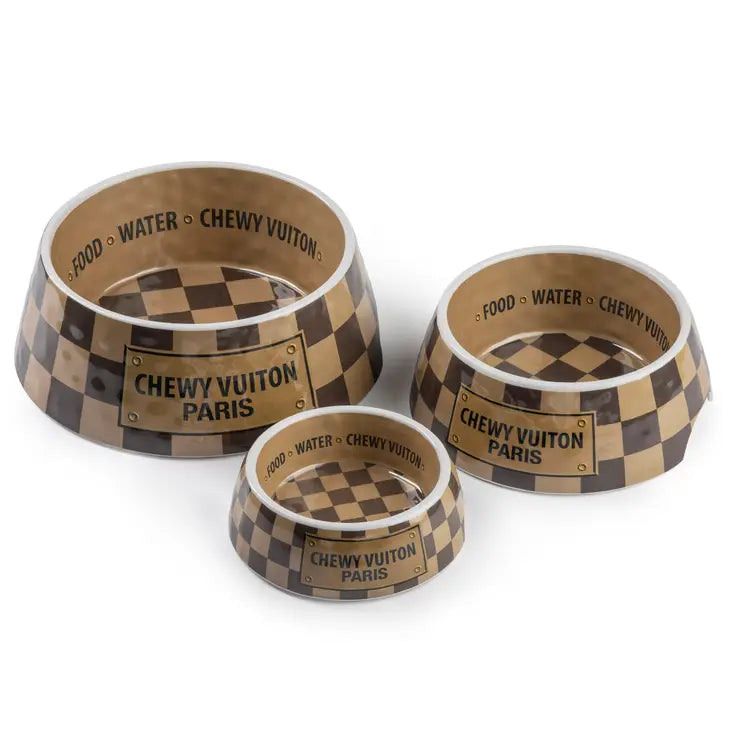 Checker Chewy Vuiton Bowl Set Of 2 – Miami Deluxe Bullyz